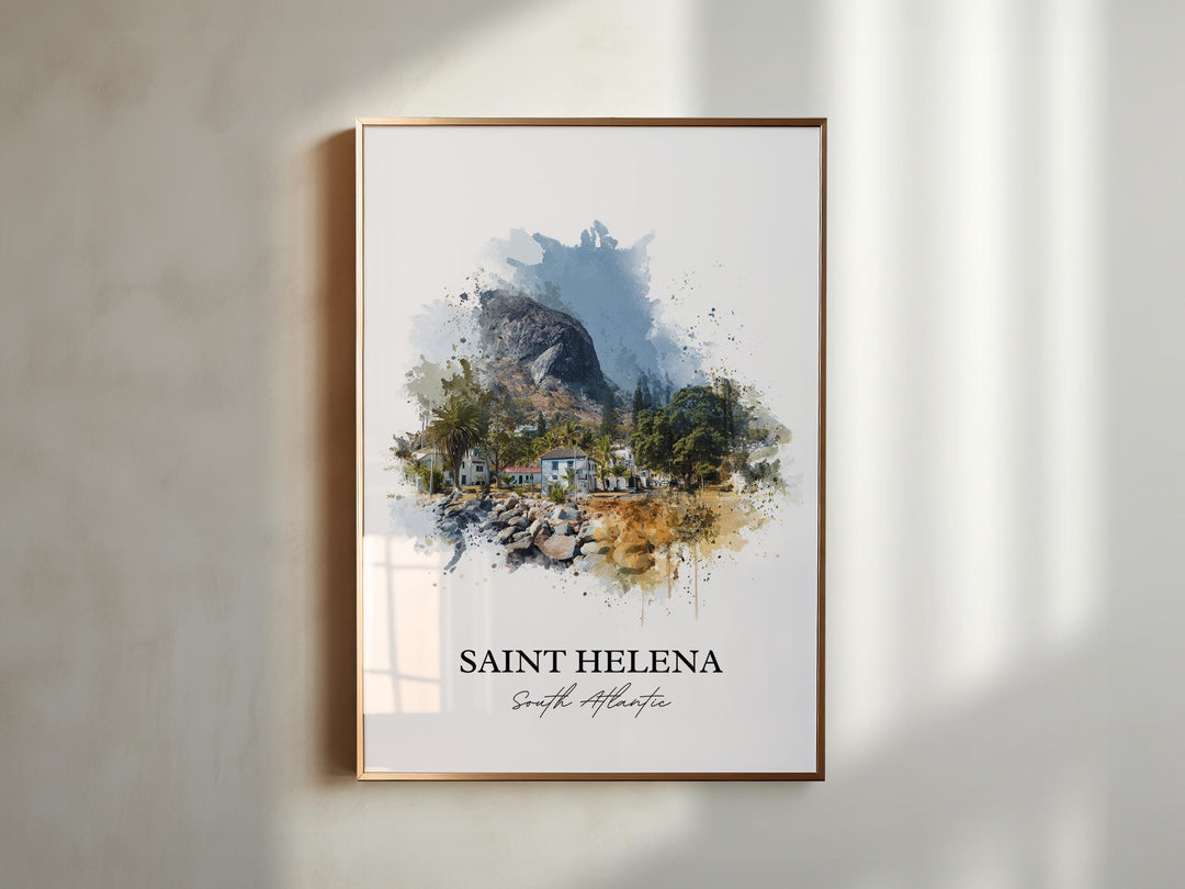 Saint Helena Wall Art, South Atlantic Print, Saint Helena Watercolor Art, Saint Helena Gift, Travel Print, Travel Poster, Housewarming Gift