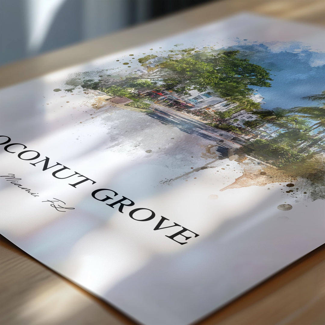 Coconut Grove, FL – Watercolor Art Print