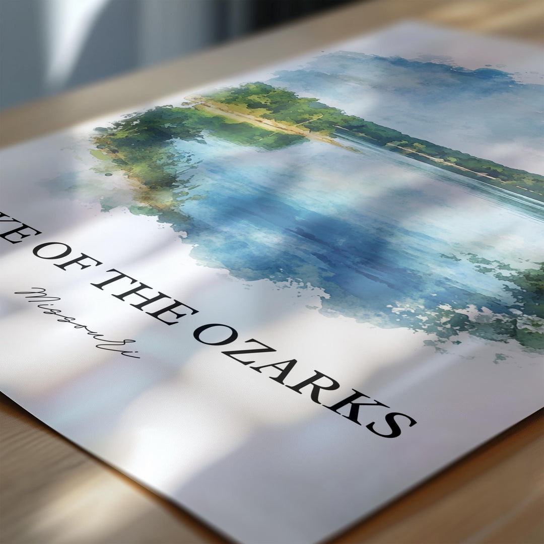 Lake of the Ozarks Wall Art, The Ozarks Print, Missouri Watercolor Art, Ozarks Gift, Travel Print, Travel Poster, Housewarming Gift