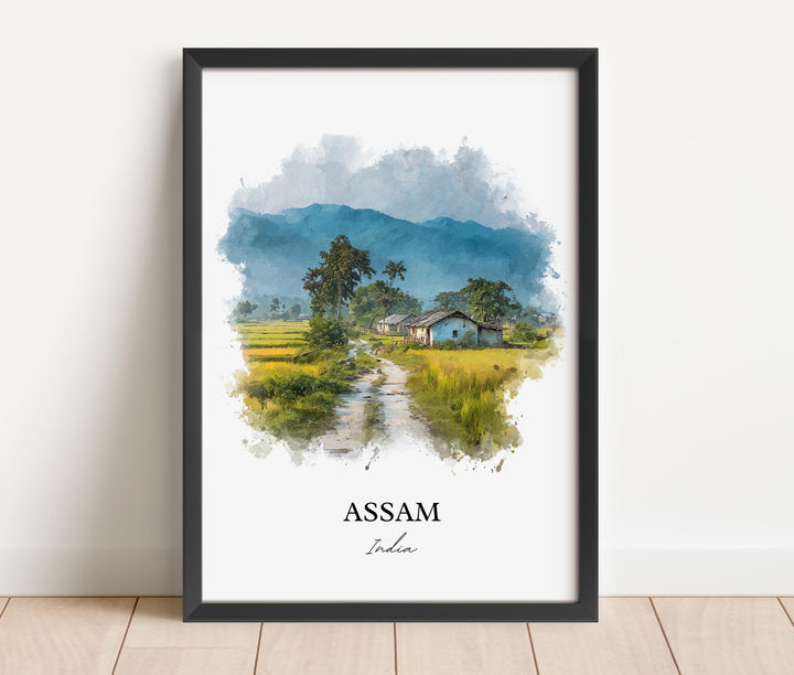 Assam India Wall Art, Assam India Print, India Watercolor Art, India Gift, Assam India Travel Print, Travel Poster, Housewarming Gift