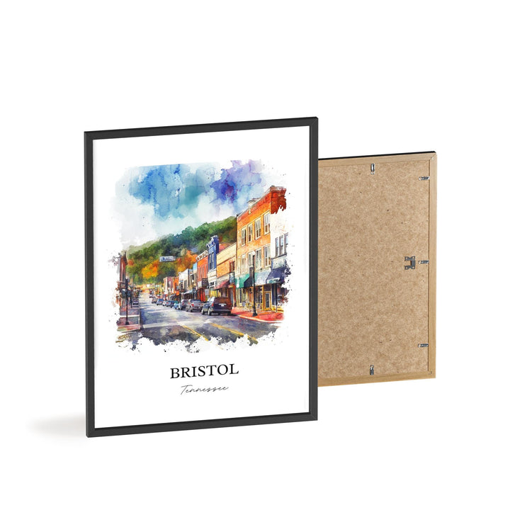 Bristol TN Wall Art, Sullivan County Print, Tennessee Watercolor Art, Bristol Tennessee Gift, Travel Print, Travel Poster, Housewarming Gift