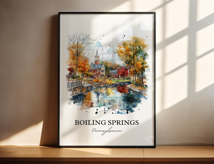 Boiling Springs PA Wall Art, Cumberland County Print, PA Watercolor, Boiling Springs Gift, Travel Print, Travel Poster, Housewarming Gift