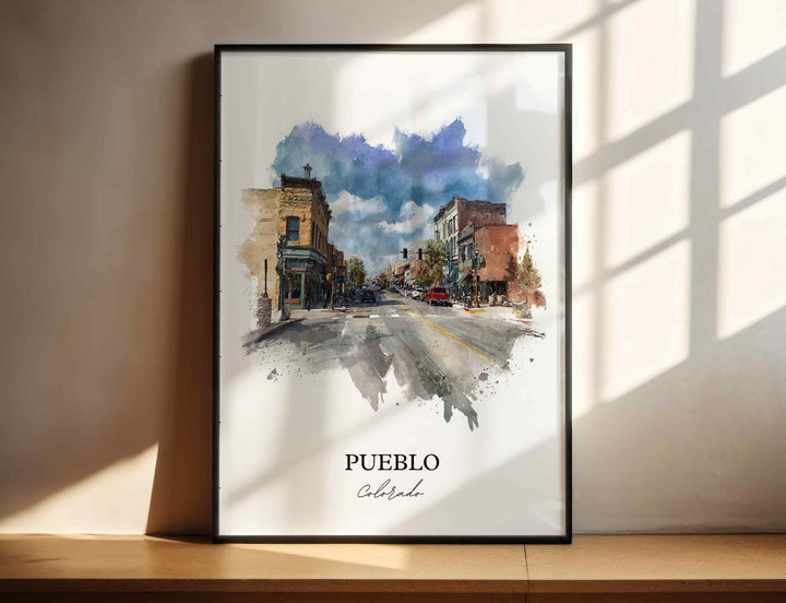 Pueblo CO Wall Art, Pueblo Print, Pueblo Watercolor Art, Pueblo Colorado Gift, Travel Print, Travel Poster, Housewarming Gift