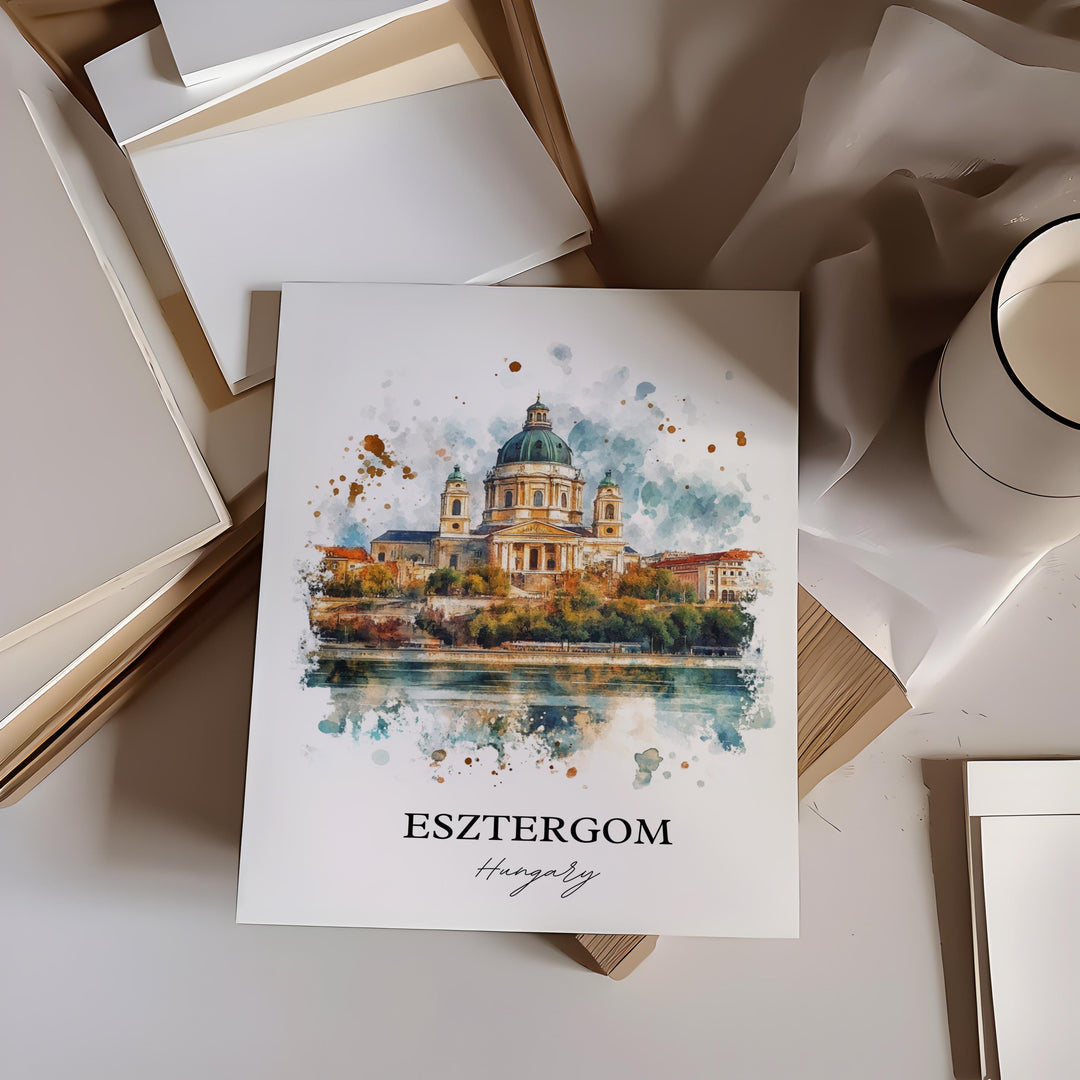 Esztergom Wall Art, Budapest Print, Hungary Watercolor Art, Esztergom Hungary Gift, Travel Print, Travel Poster, Housewarming Gift