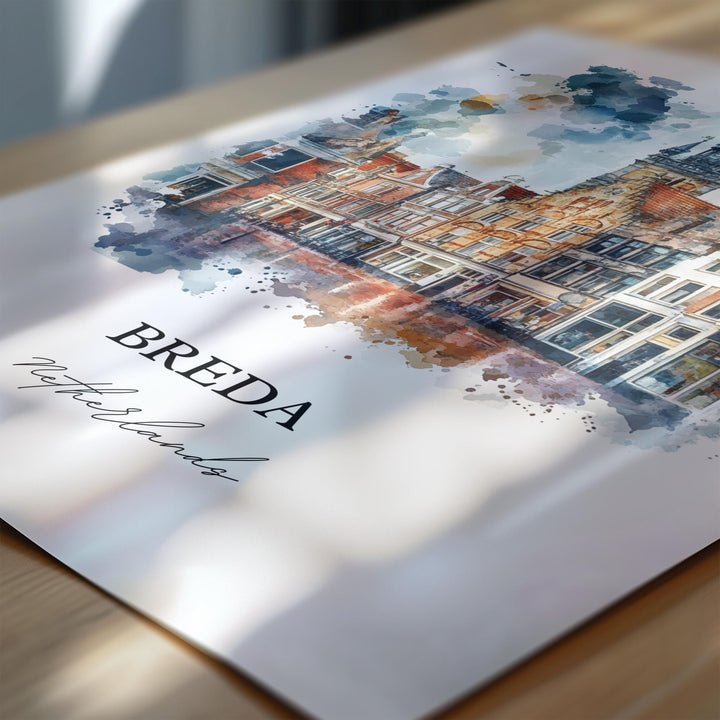 Breda Netherlands Wall Art, North Brabant Print, Netherlands Watercolor Art, Breda Gift, Travel Print, Travel Poster, Housewarming Gift