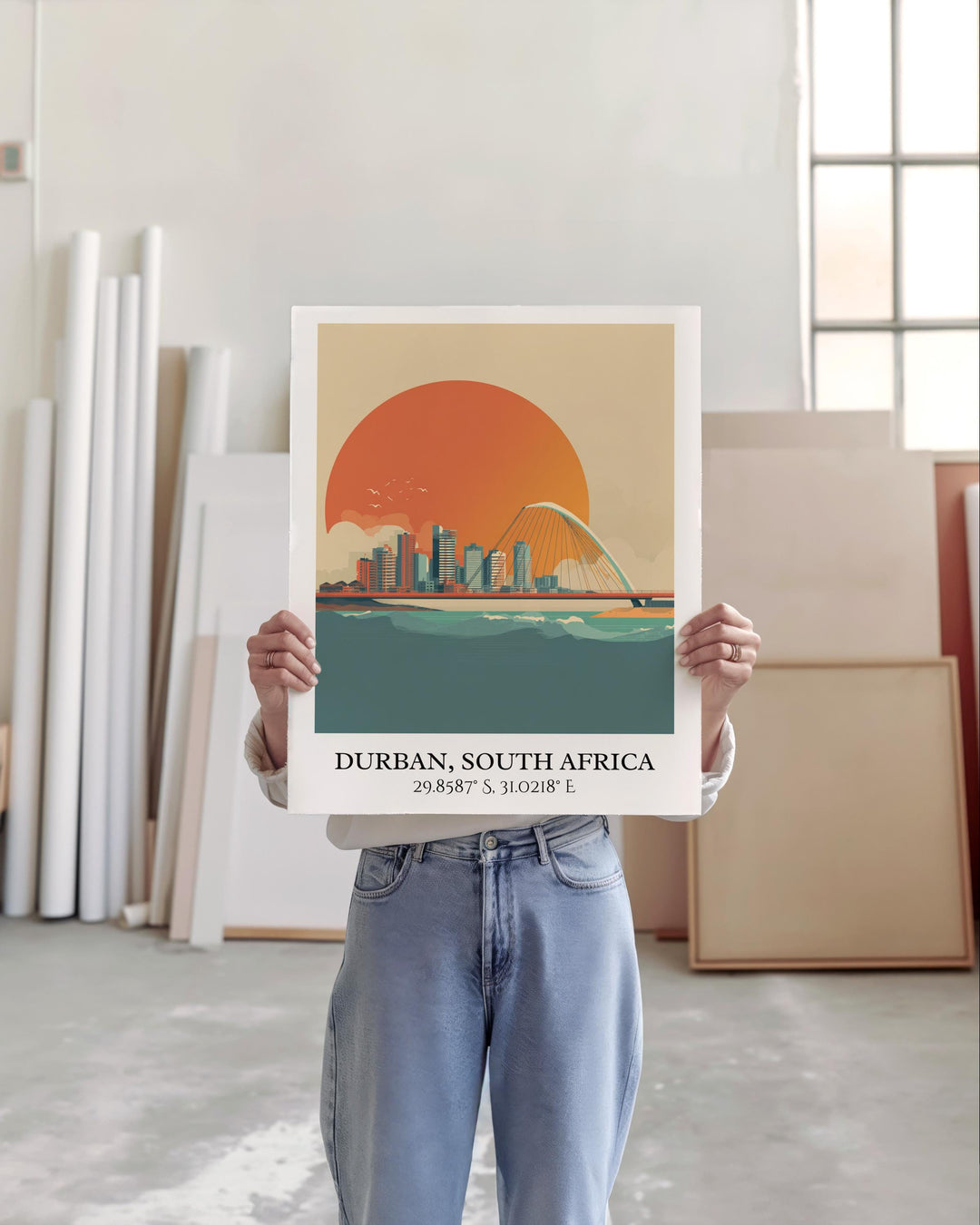 Durban Art, Durban Retro Travel Art, South Africa Home Decor, South Africa Gift, South Africa Travel Art, Travel Prints, Housewarming Gift