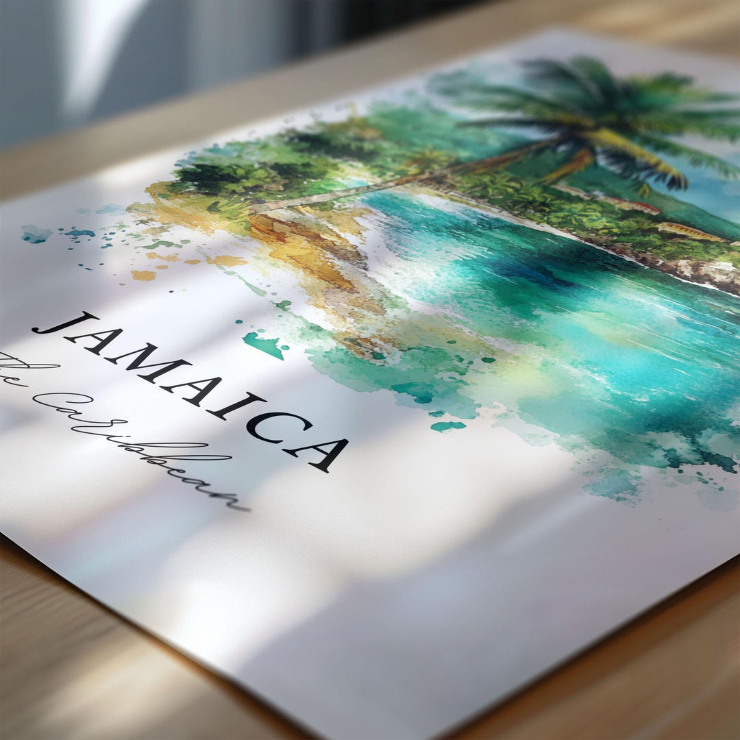 Jamaica Wall Art, Jamaica Island Print, Jamaica Country Watercolor Art, Jamaica Gift, Travel Print, Travel Poster, Housewarming Gift