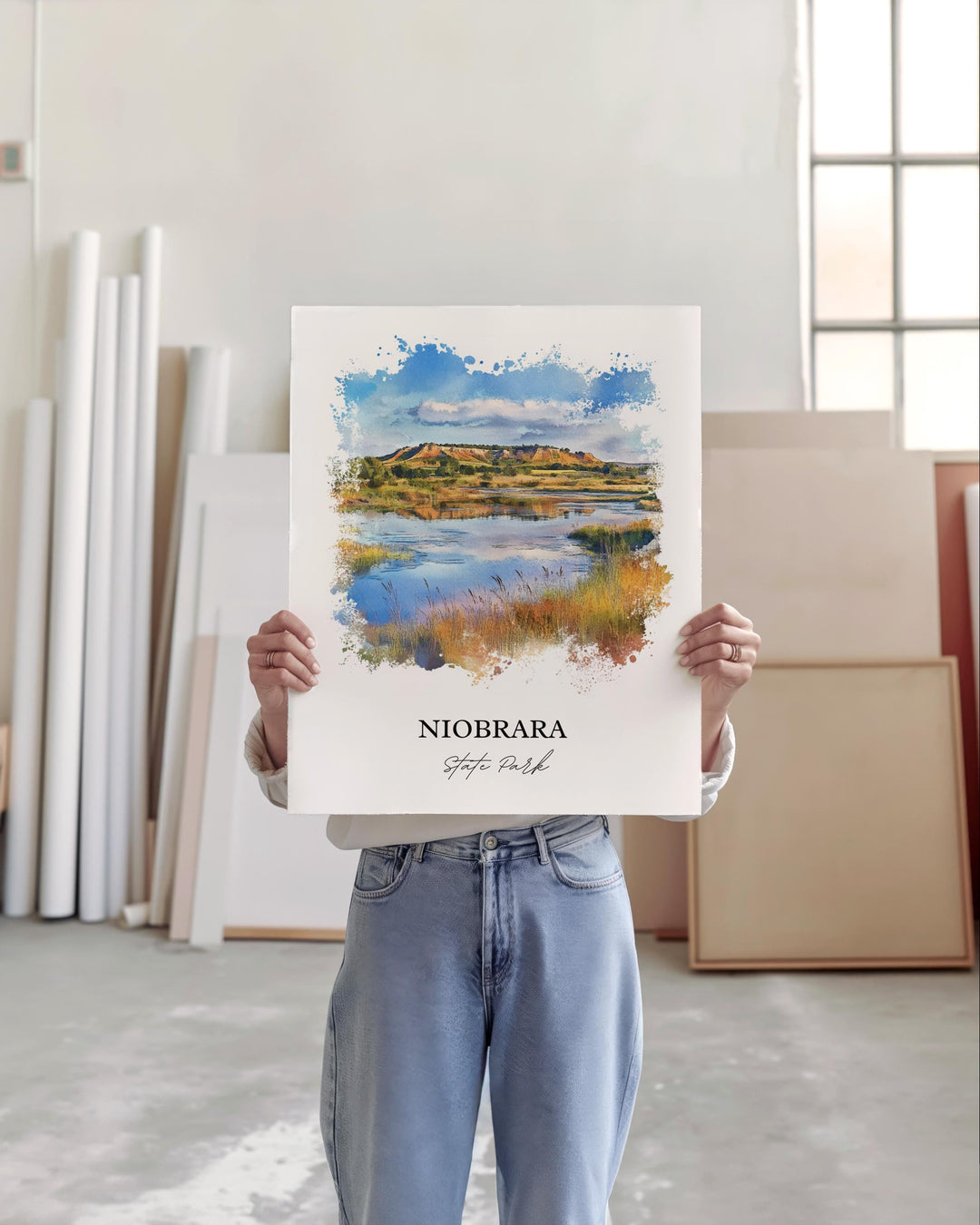 Niobrara State Park Wall Art, Knox County NE Print, Nebraska Watercolor, Niobrara Park Gift, Travel Print, Travel Poster, Housewarming Gift