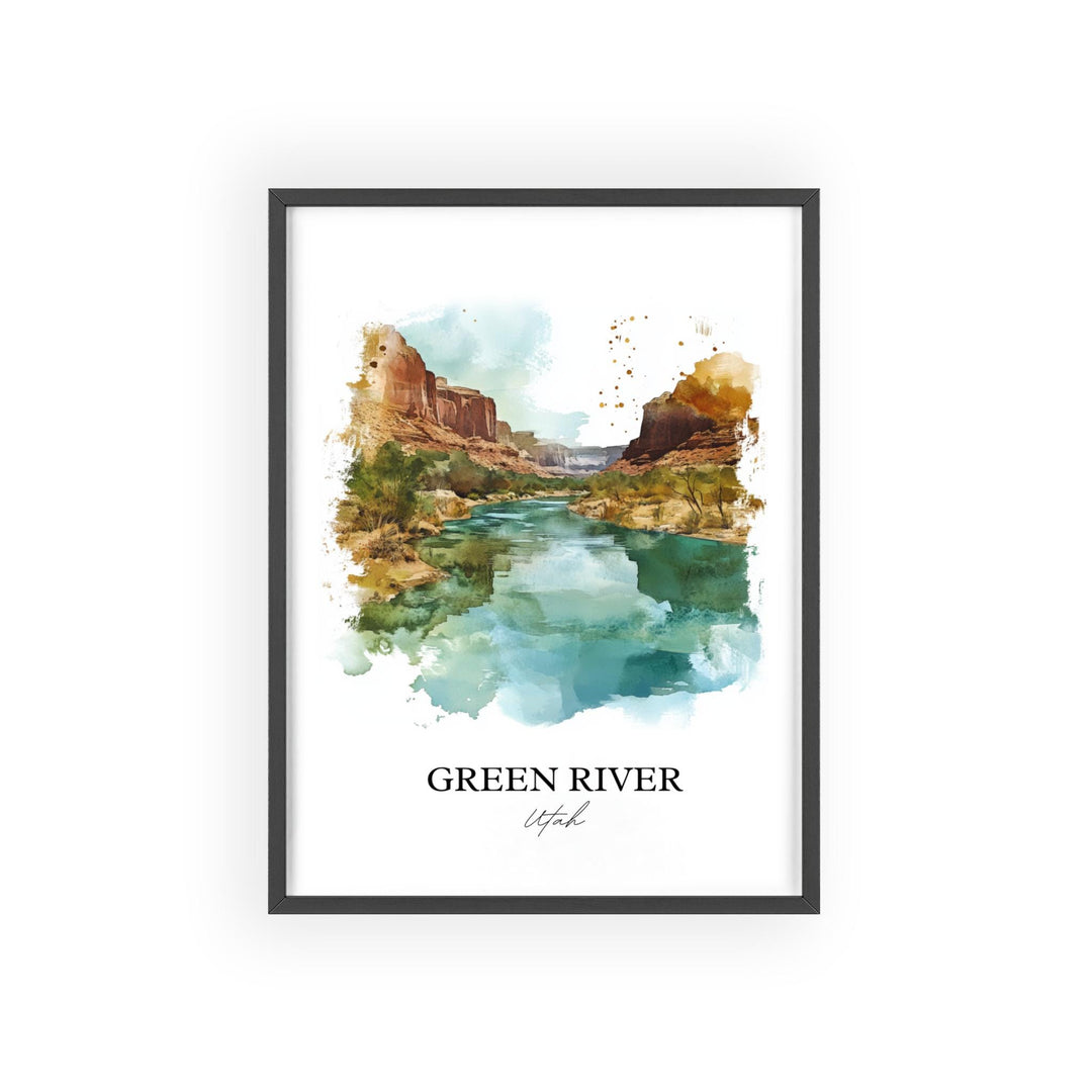 Green River Wall Art, Emery County Print, Utah Watercolor Art, Green River UT Gift, Travel Print, Travel Poster, Housewarming Gift