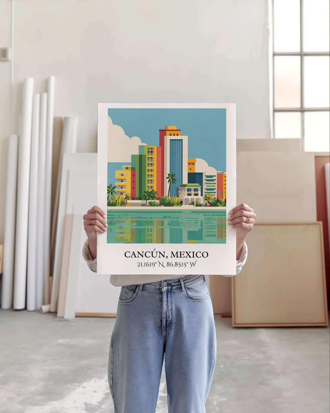 Cancun Mexico Art, Cancun Retro Travel Art, Cancun Home Decor, Cancun Gift, Mexico Travel Art, Travel Prints, Housewarming Gift