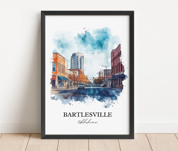 Bartlesville OK Wall Art, Bartlesville Print, Oklahoma Watercolor Art, Osage County OK Gift, Travel Print, Travel Poster, Housewarming Gift