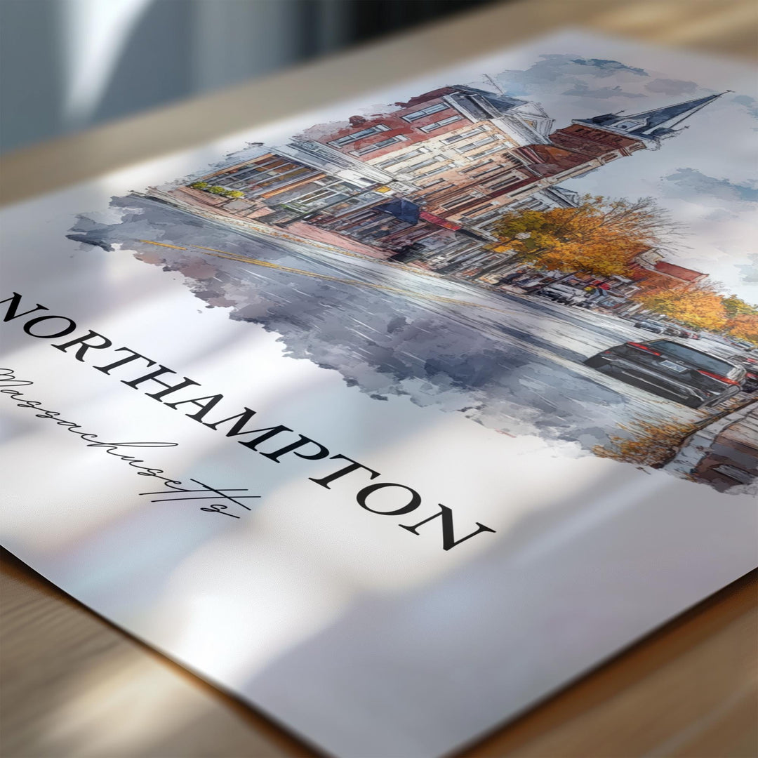 Northampton MA Wall Art - Massachusetts Print