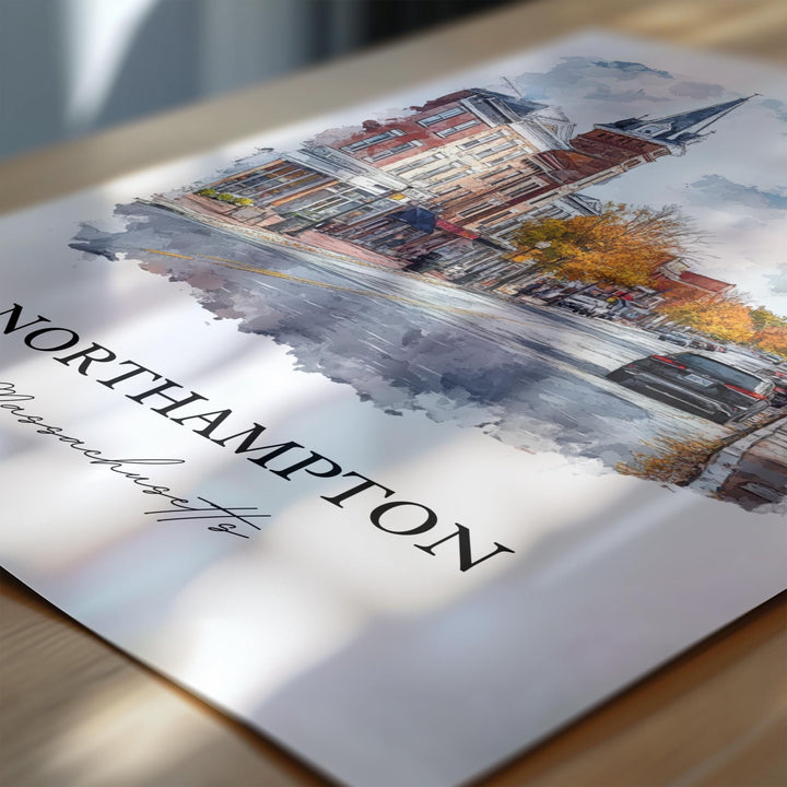Northampton MA Wall Art - Massachusetts Print