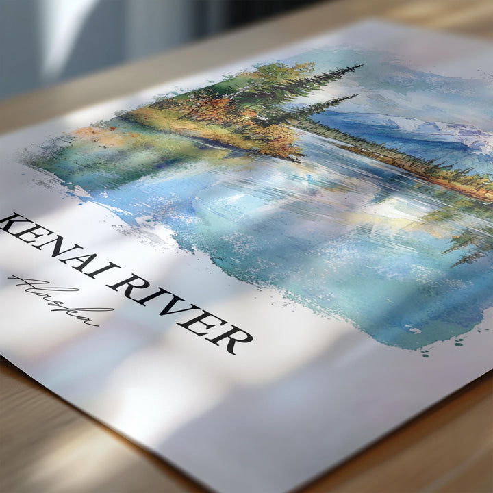 Kenai River Wall Art, Anchorage AK Print, Alaska Watercolor Art, Kenai River Alaska Gift, Travel Print, Travel Poster, Housewarming Gift