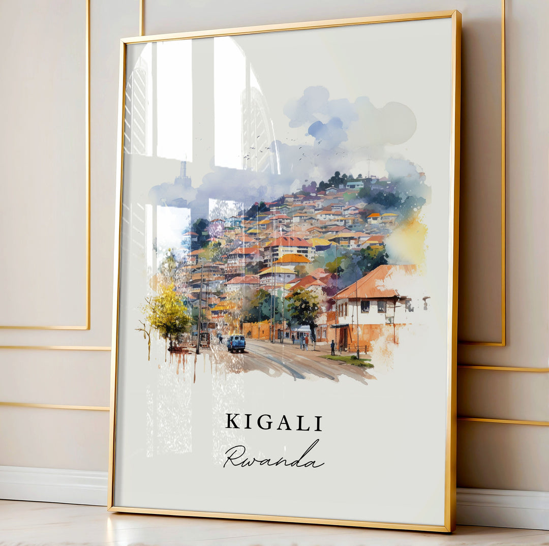 Kigali Africa wall art - Rwanda, Kigali poster, Kigali Rwanda gift, Birthday present, Custom Text, Personalised Gift