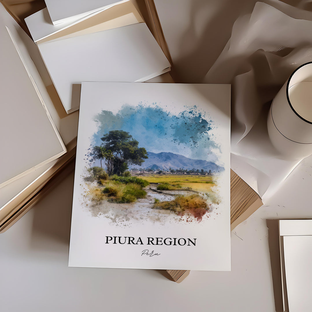 Piura Region Wall Art, Piura Region Peru Print, Peru Watercolor Art, Peru Gift, Piura Region Travel Print, Travel Poster, Housewarming Gift