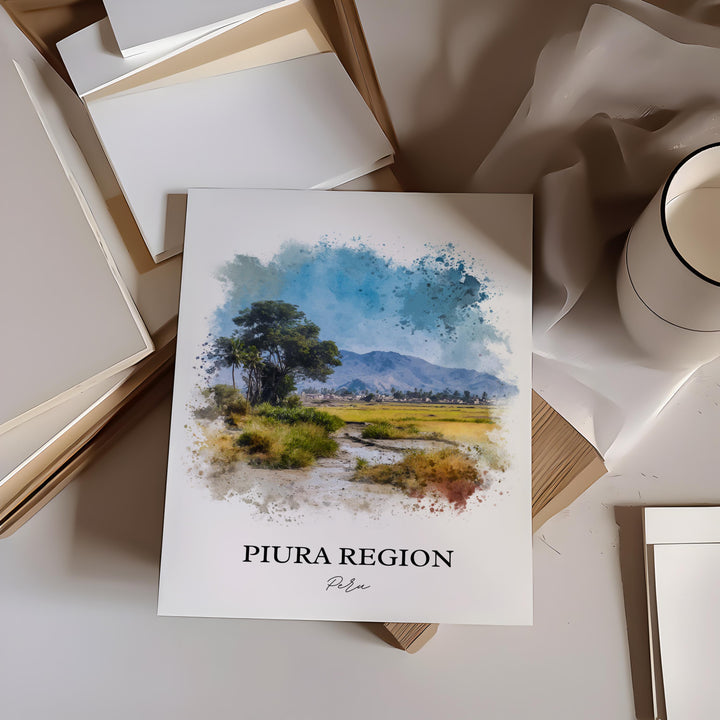 Piura Region Wall Art, Piura Region Peru Print, Peru Watercolor Art, Peru Gift, Piura Region Travel Print, Travel Poster, Housewarming Gift