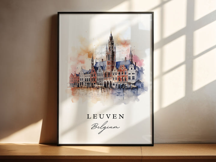 Leuven Belgium wall art - Belgium, Leuven poster print, Leuven Belgium Wedding gift, Birthday present, Custom Text, Perfect Gift