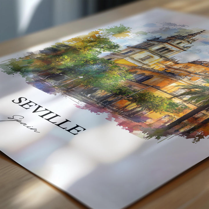 Seville Spain Wall Art, Seville Spain Print, Spain Watercolor Art, Seville Gift, Travel Print, Travel Poster, Housewarming Gift