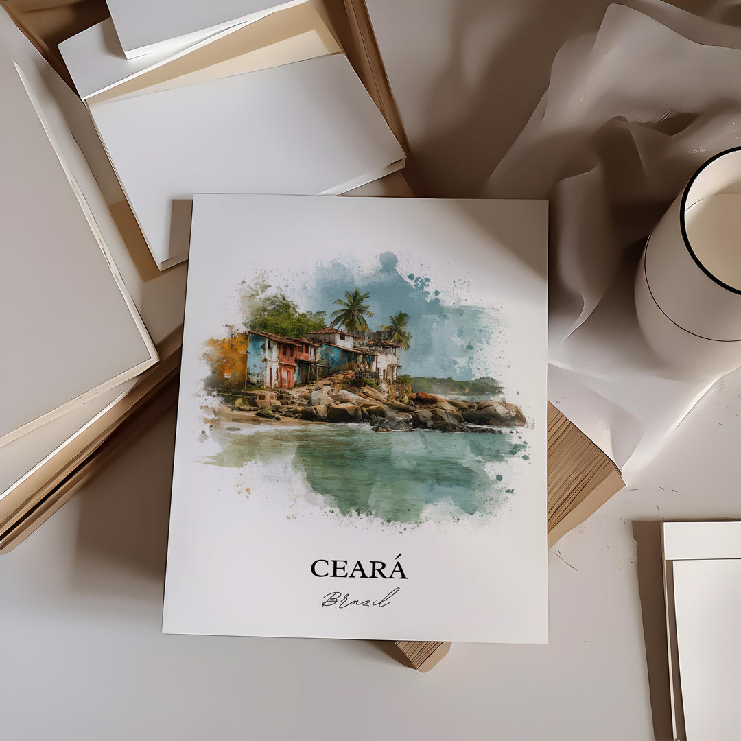 Ceará Wall Art, Ceará Brazil Print, Brazil Watercolor Art, Ceará Brazil Gift, Brazil Travel Print, Travel Poster, Housewarming Gift