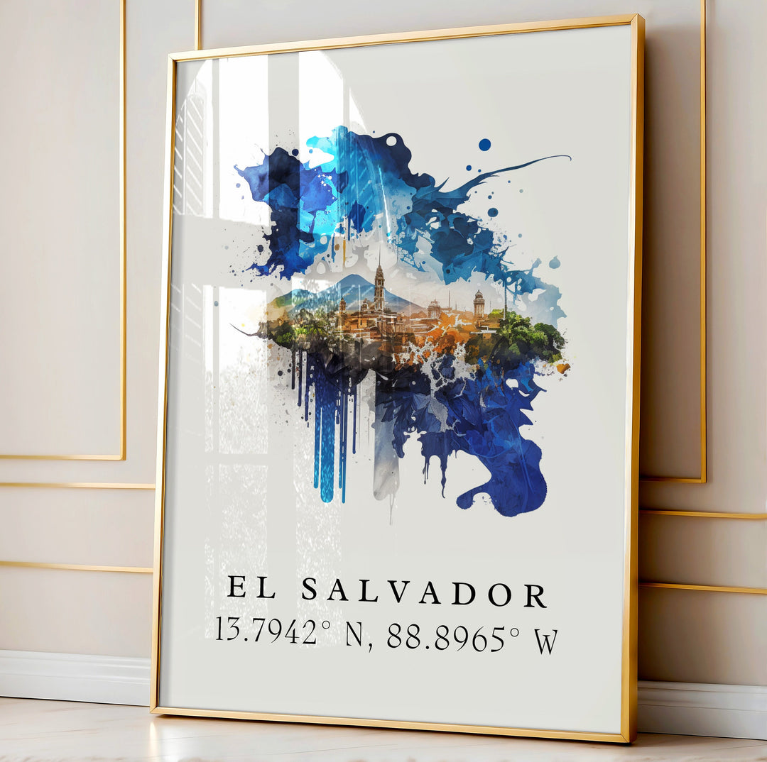 El Salvador, Central America – Watercolor Art Print