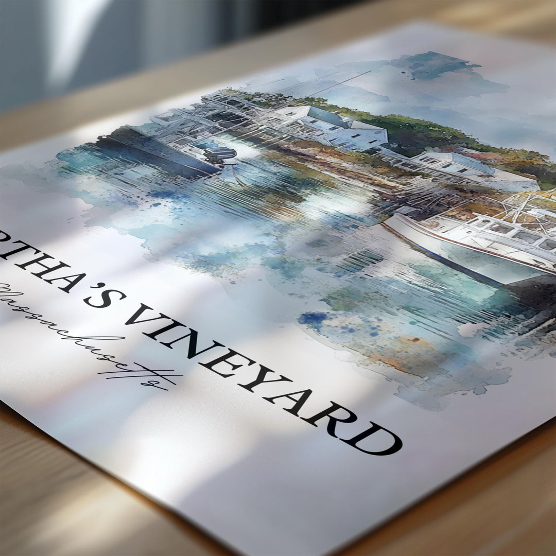 Martha's Vineyard Wall Art, Dukes County Print, Massachusetts Art, Martha's Vineyard Gift, Travel Print, Travel Poster, Housewarming Gift