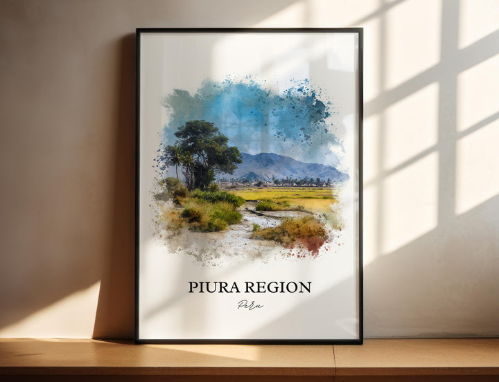 Piura Region Wall Art, Piura Region Peru Print, Peru Watercolor Art, Peru Gift, Piura Region Travel Print, Travel Poster, Housewarming Gift