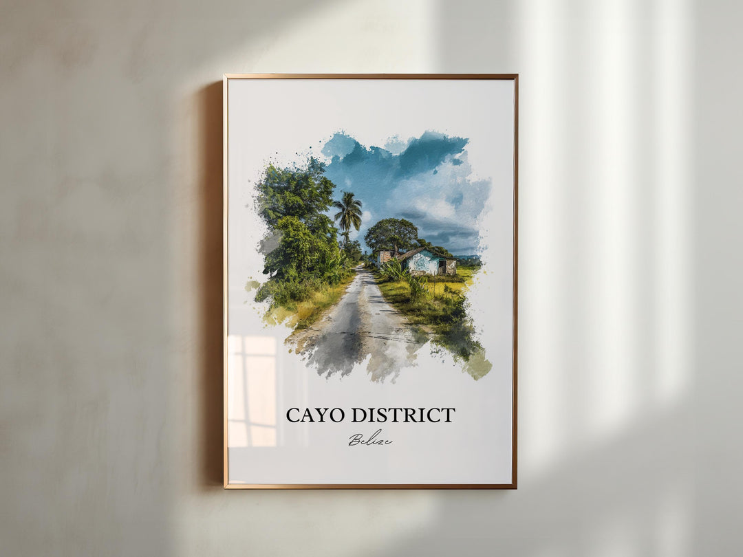 Cayo District Wall Art, Honduras Print, Honduras Watercolor Art, Cayo District Gift, Honduras Travel Print, Travel Poster, Housewarming Gift