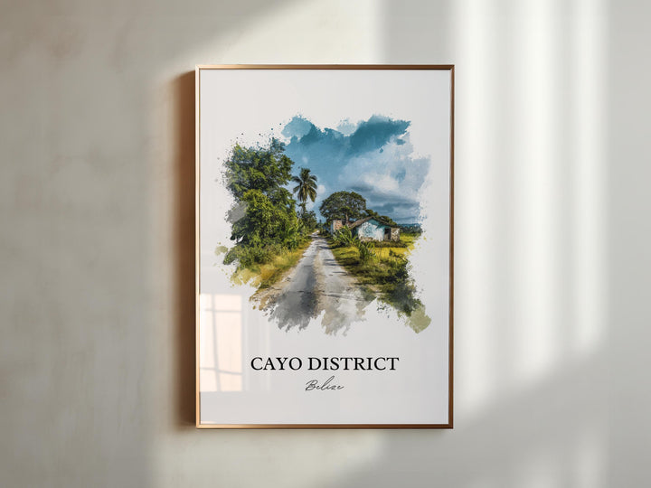 Cayo District Wall Art, Honduras Print, Honduras Watercolor Art, Cayo District Gift, Honduras Travel Print, Travel Poster, Housewarming Gift