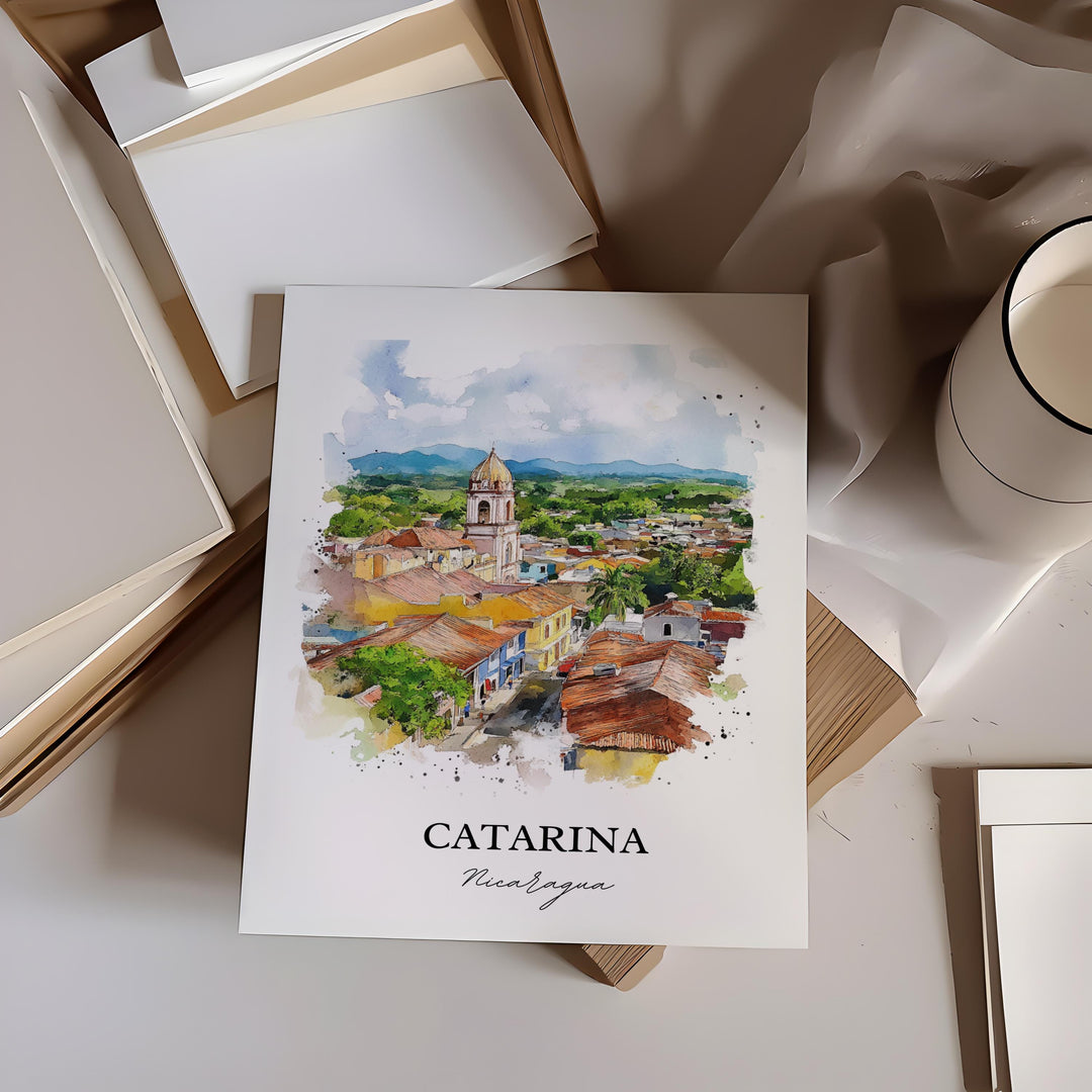 Catarina Wall Art, Masaya Dept Print, Nicaragua Watercolor Art, Catarina Gift, Travel Print, Travel Poster, Housewarming Gift