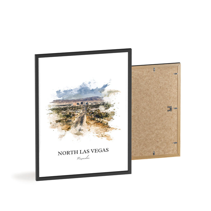 North Las Vegas Wall Art, Las Vegas Print, Nevada Watercolor Art, North Las Vegas Gift, Travel Print, Travel Poster, Housewarming Gift