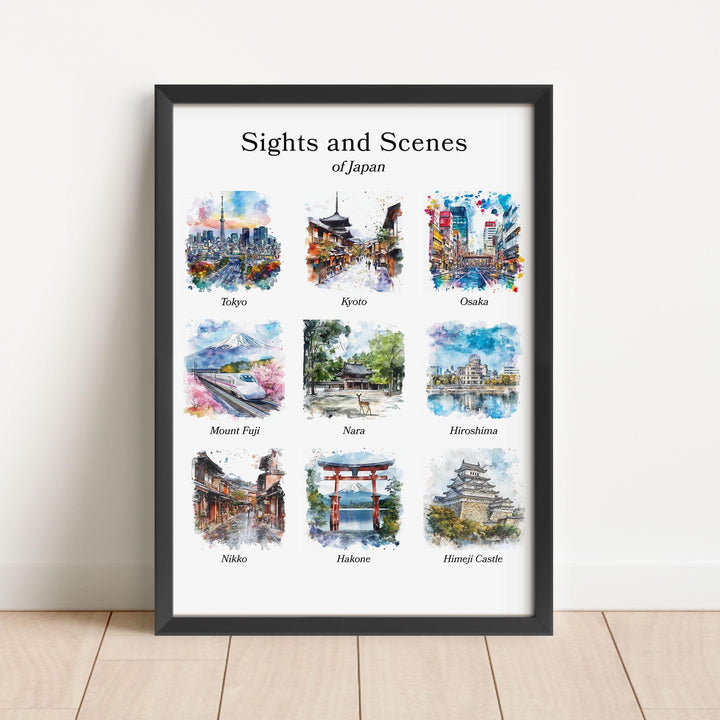 Tokyo, Japan – Watercolor Art Print Featuring Kyoto, Osaka, Mount Fuji, Nara, Hiroshima