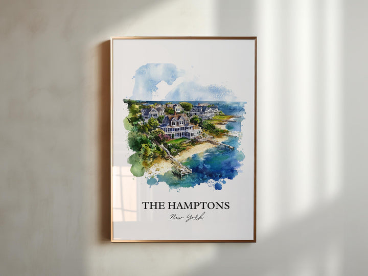 The Hamptons Wall Art, Montauk Print, Hamptons Watercolor Art, The Hamptons NY Gift, Travel Print, Travel Poster, Housewarming Gift