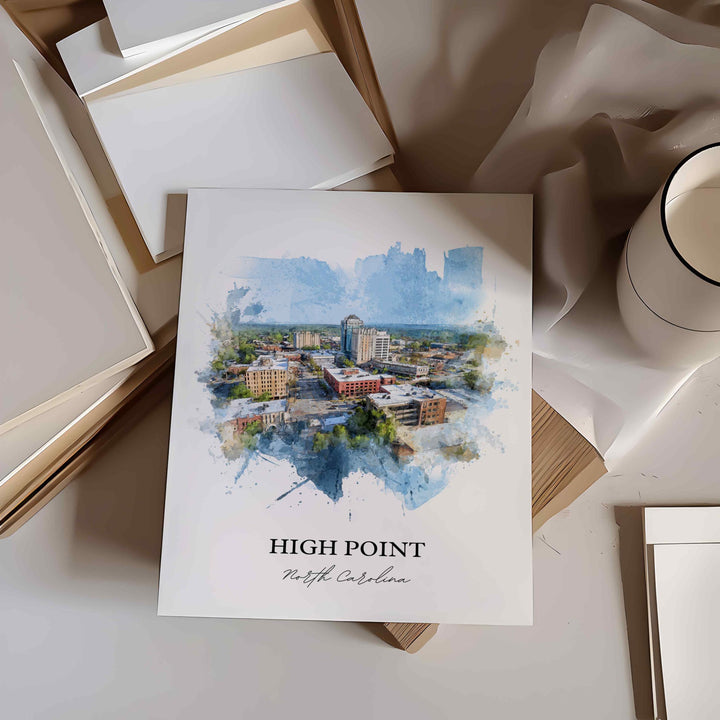 High Point, North Carolina – Watercolor Art Print