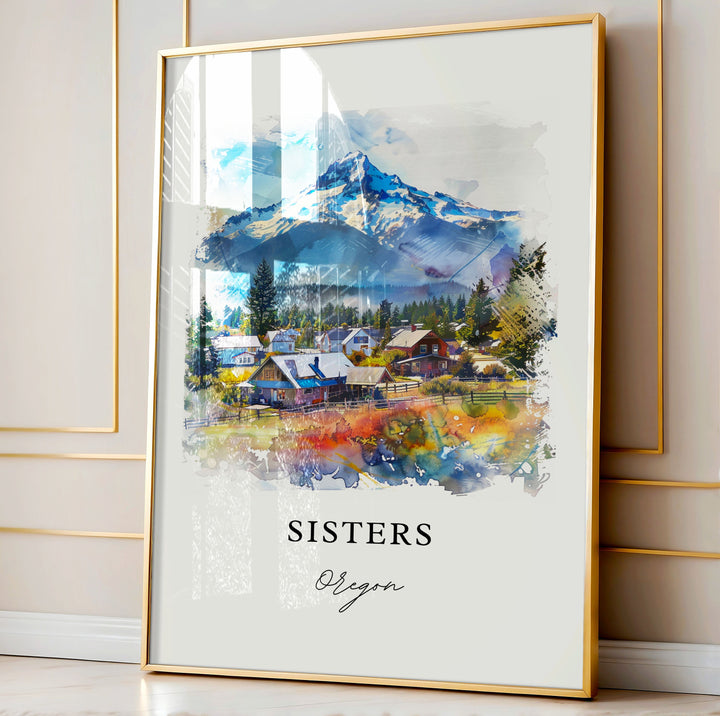 Sisters Oregon Wall Art, Bend OR Print, Deschutes County Art, Sisters Oregon Art Gift, Travel Poster, Housewarming Gift