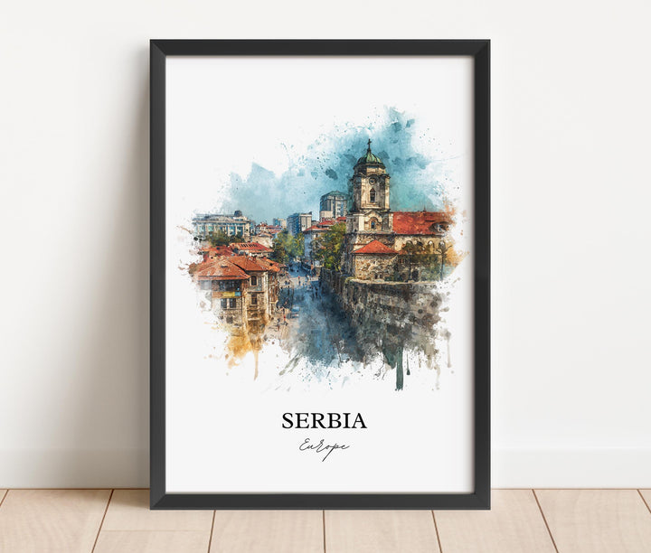 Serbia Wall Art, Serbia Print, Serbia Watercolor Art, Serbian Gift, Travel Print, Travel Poster, Housewarming Gift