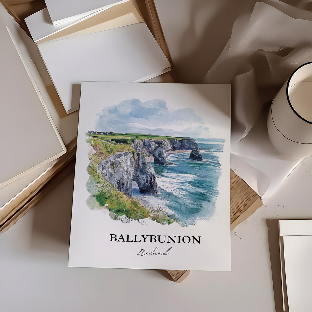 Ballybunion Wall Art, County Kerry Print, Ireland Watercolor Art, Ballybunion Gift, Travel Print, Travel Poster, Housewarming Gift