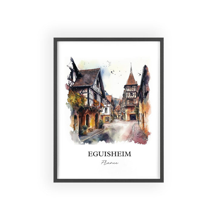 Eguisheim Wall Art, Alsace Region Print, France Watercolor Art, Eguisheim France Gift, Travel Print, Travel Poster, Housewarming Gift