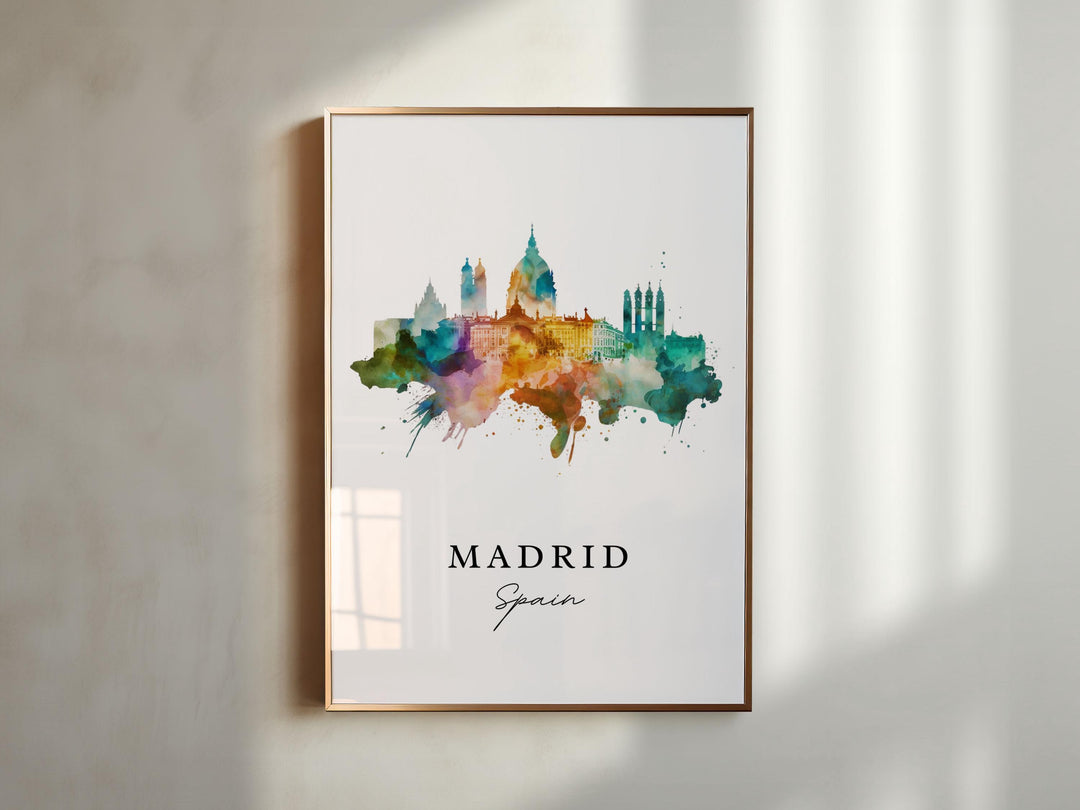 Madrid Spain wall art - Spain, Madird poster, Madrid Wedding gift, Madrid Skyline Espana present, Custom Text, Personalised Gift