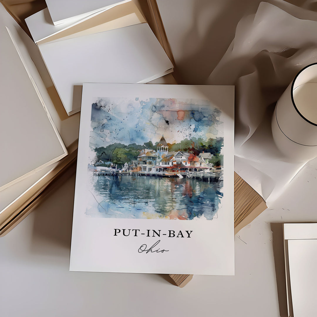 Put-in-Bay OH Wall Art, Lake Erie OH Print, Put-in-Bay Watercolor, Lake Erie Gift,