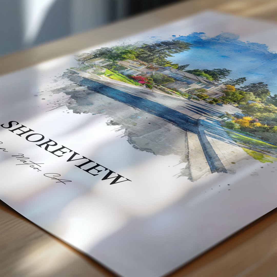 Shoreview, California – Watercolor Art Print