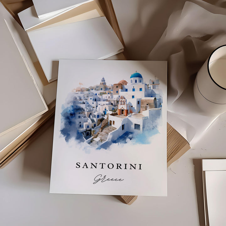 Santorini Greece wall art - Greece, Santorini poster, Santorini Wedding gift, Santorini Birthday present, Custom Text, Personalised Gift