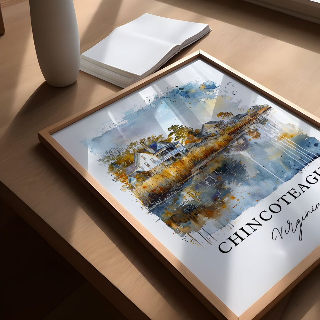 Chincoteague Virginia Art, Chincoteague Print, Assateague Watercolor, Chincoteague Island Gift, Travel Print, Travel Poster, Gift