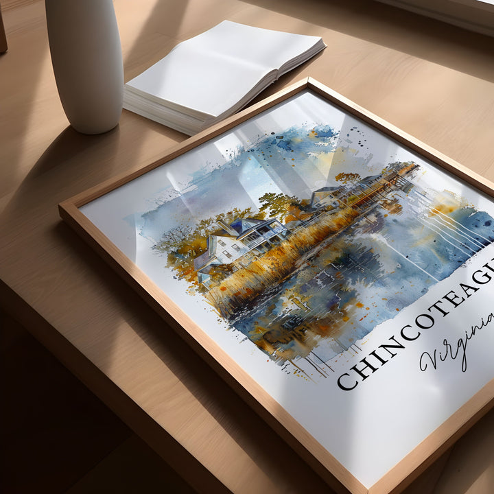 Chincoteague Virginia Art, Chincoteague Print, Assateague Watercolor, Chincoteague Island Gift, Travel Print, Travel Poster, Gift
