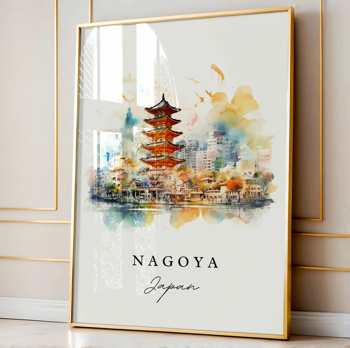 Nagoya Japan wall art - Japan, Nagoya poster print, Aichi Japan Prefecture gift, Birthday present, Custom Text, Perfect Gift