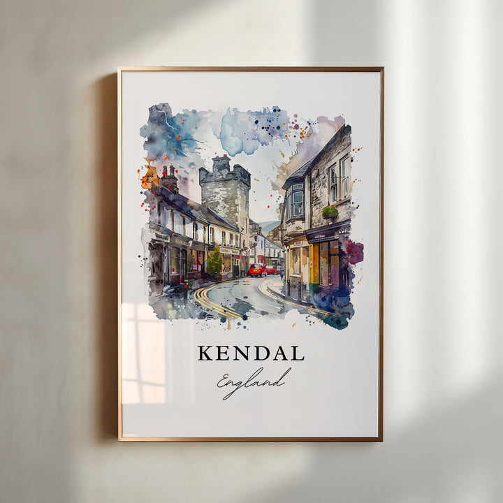 Kendal England Wall Art, Kendal Print, Kendal UK Watercolor Art, Cumbria England Gift,