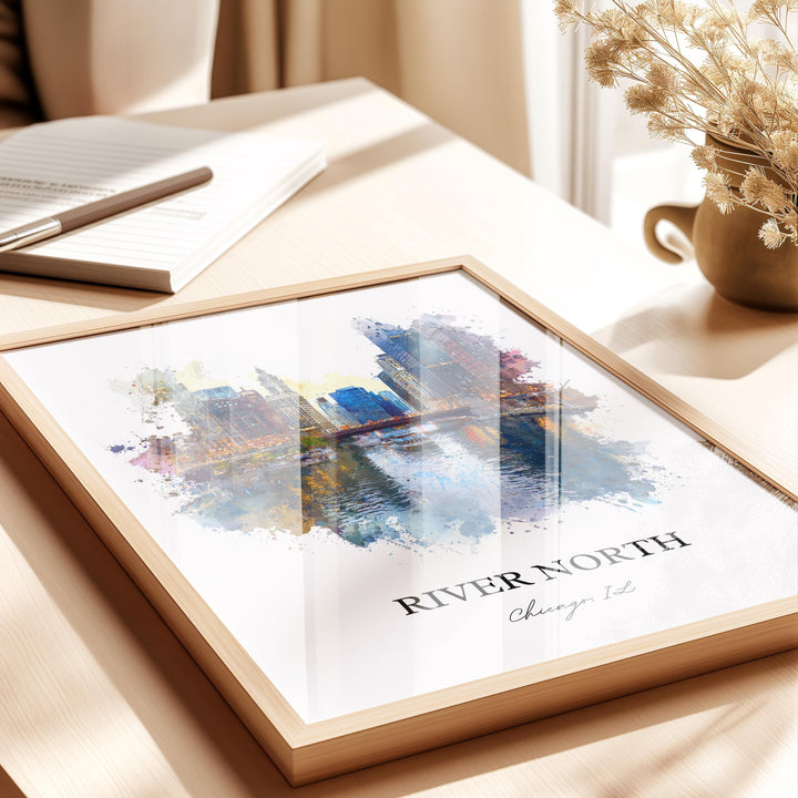 River North, Illinois – Watercolor Art Print