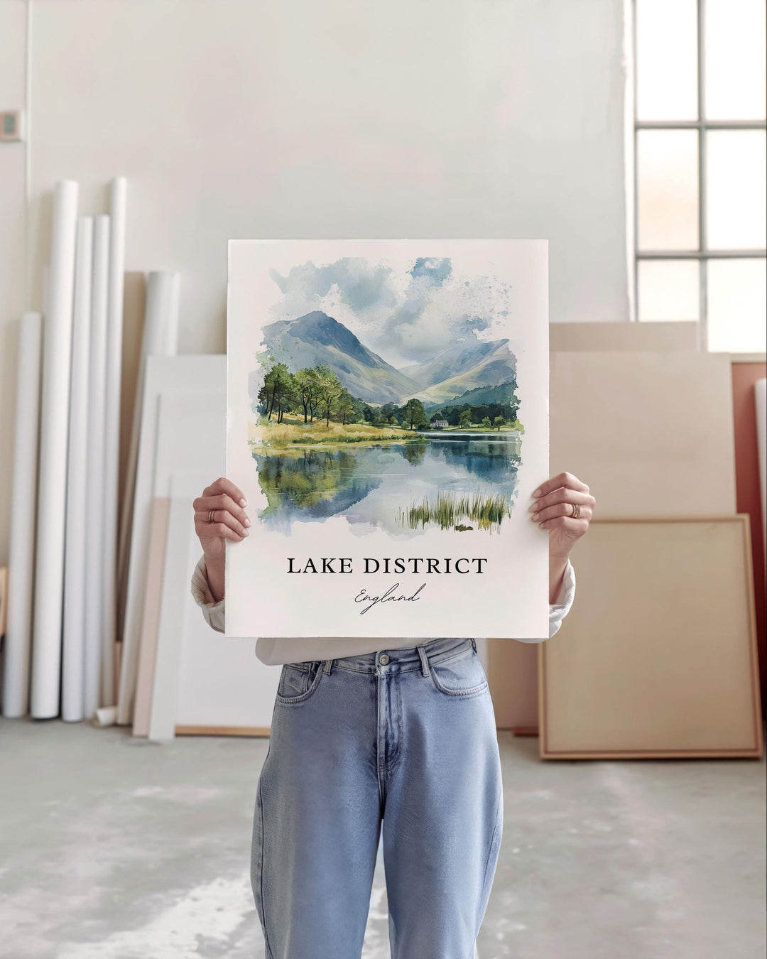 Lake District Wall Art, Lake District England Print, Cumbria Watercolor Art, England Gift, Travel Print, Travel Poster, Housewarming Gift