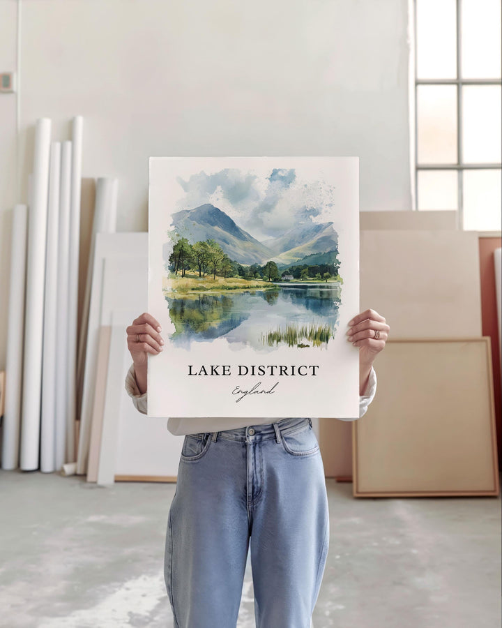 Lake District Wall Art, Lake District England Print, Cumbria Watercolor Art, England Gift, Travel Print, Travel Poster, Housewarming Gift