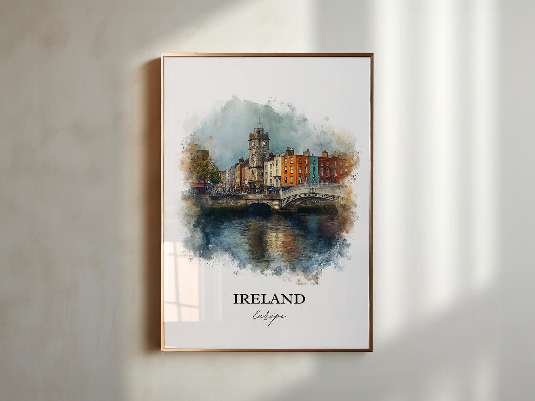 Ireland Wall Art, Ireland Print, Ireland Watercolor Art, Ireland Country Gift, Travel Print, Travel Poster, Housewarming Gift